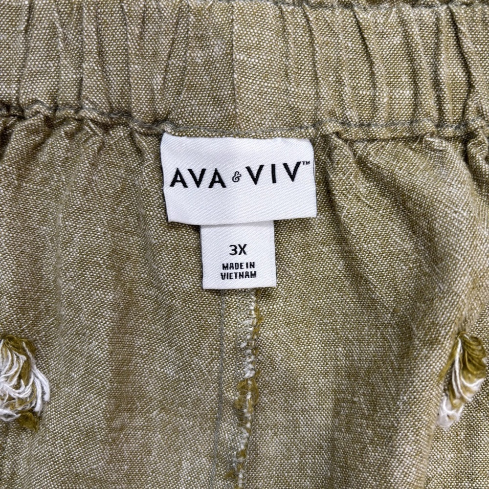Ava & Viv Plus Size 3X Green Linen Rayon High Rise Pull On Beach Bermuda Shorts - Picture 11 of 16